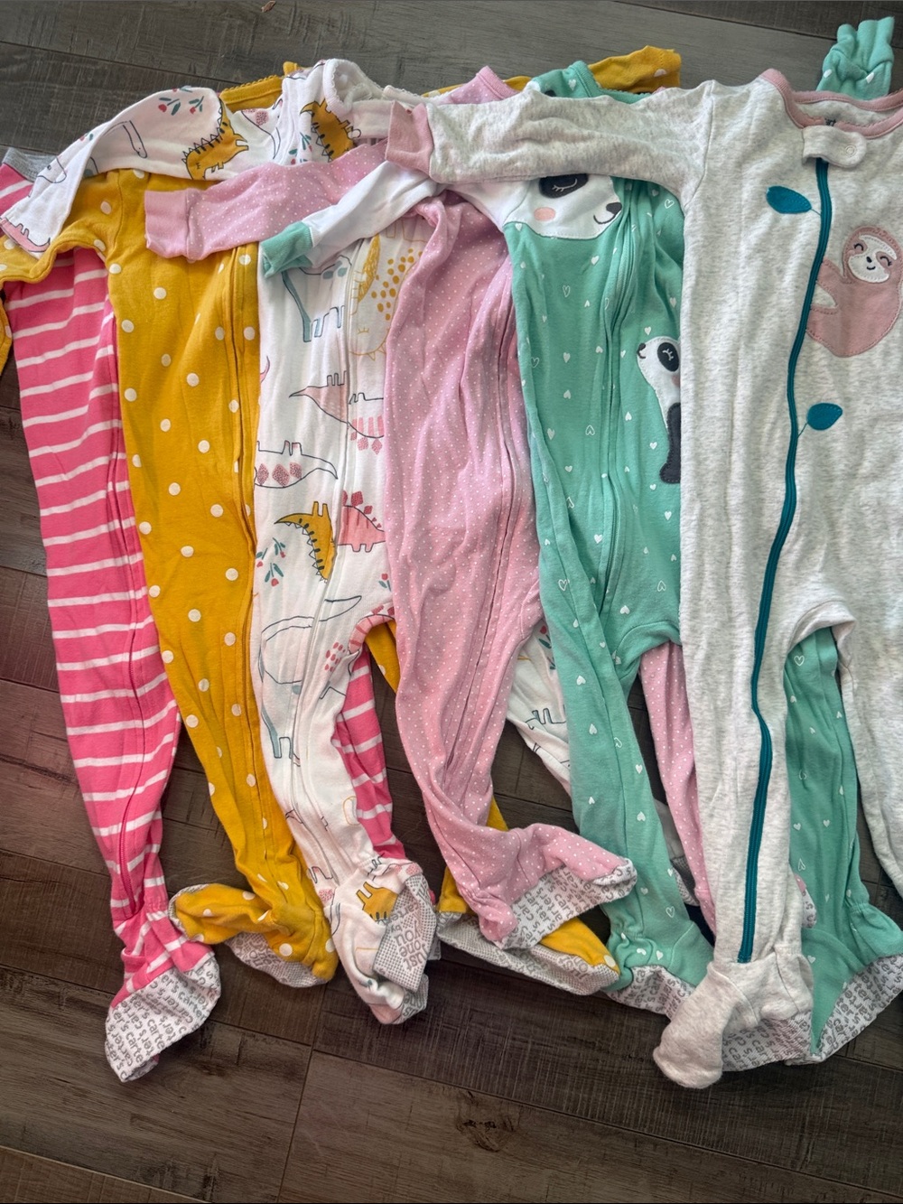 Carter's Girls' Pink, Yellow, Mint, White and Gray Footed One-Pieces